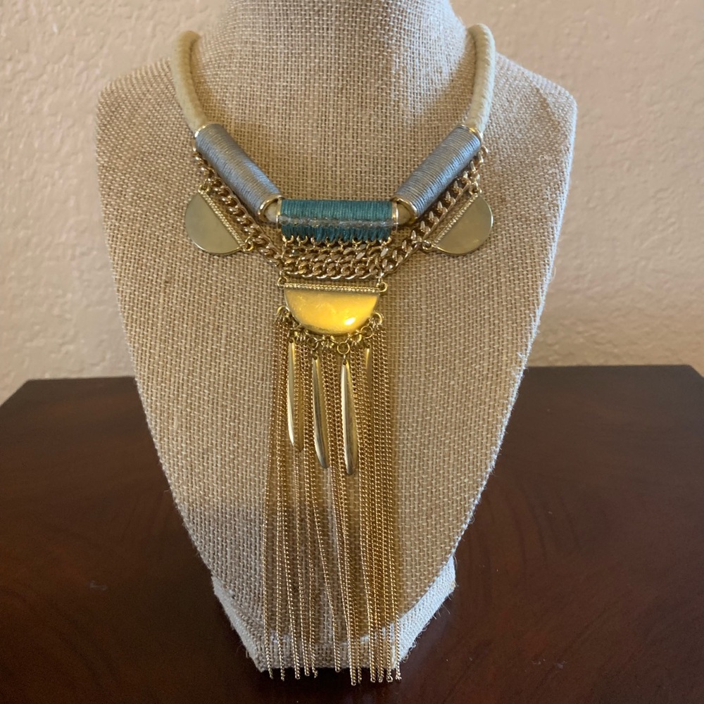 “Express” fashionable blue and grey necklace!